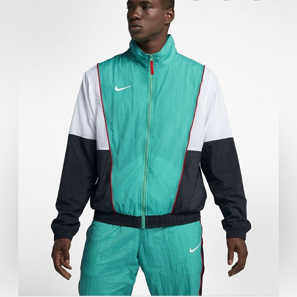 Nike Throwback Woven Basketball Full Zip Jacket - Teal (AV6650 396) Size Medium